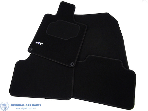 CLASSIC Tailored Black Car Floor Mats 2-Clips PEUGEOT 407 2004-2010