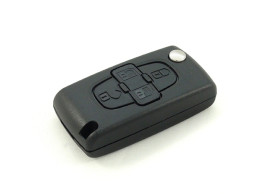 PEU114B Peugeot klapsleutelbehuizing met 4 knoppen batterij op printplaat