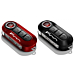 Fiat 500 key covers in metallic red and pastel black with 500 logo