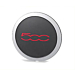 Fiat 500 center cap black / chrome with red text