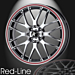 Musketier Peugeot Bipper lichtmetalen velg Red-Line 7x17 zwart gepolijst, rode rand