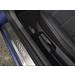 Ford Focus 2004 - 2011 scuff plates in stainless steel, with recessed Focus logo