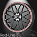 Musketier Citroën C3 lichtmetalen velg Red-Line-S 7x17 zwart rand gepolijst, rode rand