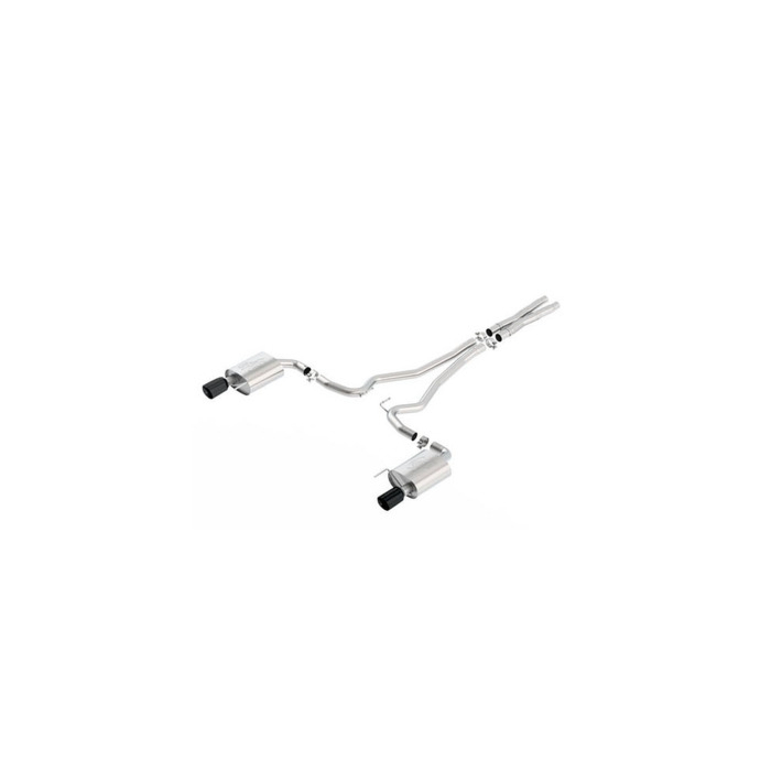 Ford Mustang (03/2015 - 10/2017) sports exhaust system stainless steel, with black dual tailpipe (GT)