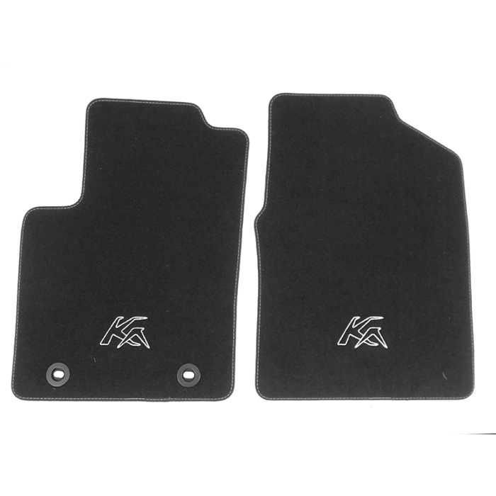 Ford Ka 09/2008 - 09/2012 floor mats, premium velours front, black with Ka-logo