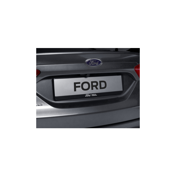 Ford license plate holder black, with white "FORD" and "BRING ON TOMORROW" inscription