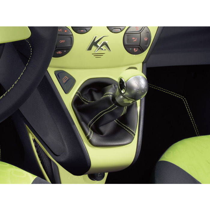 Ford Ka 09/2008 - 2016 gaiter for gear lever knob black vinyl with Jump (green) stitching