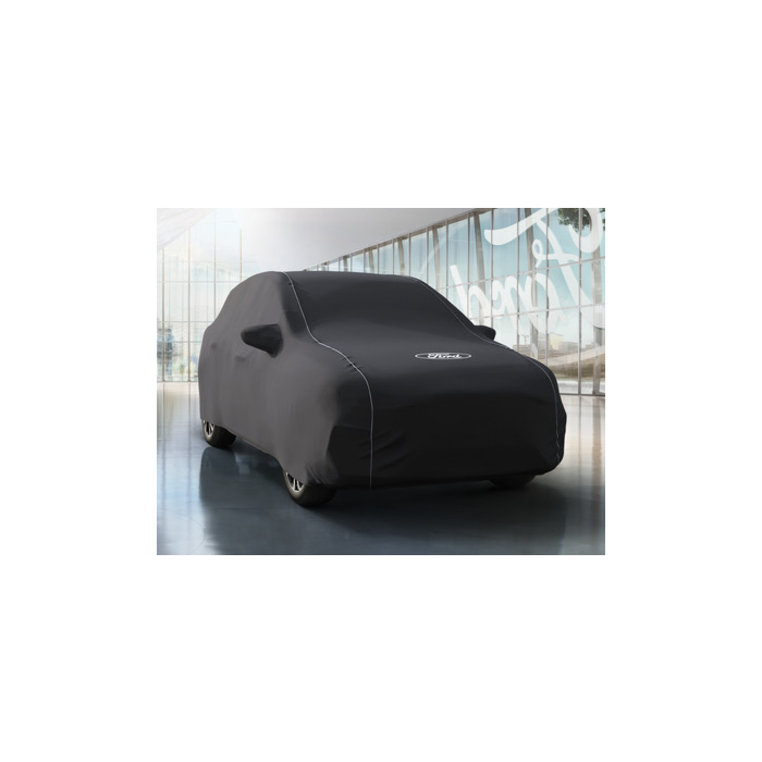 Ford Kuga (12/2019 - ..) Premium black protective cover, with white piping and white Ford oval