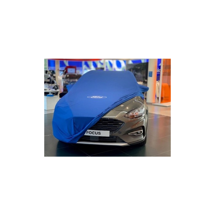Ford Focus (04/2018 - ..) protective cover Premium Blue, with white Ford oval