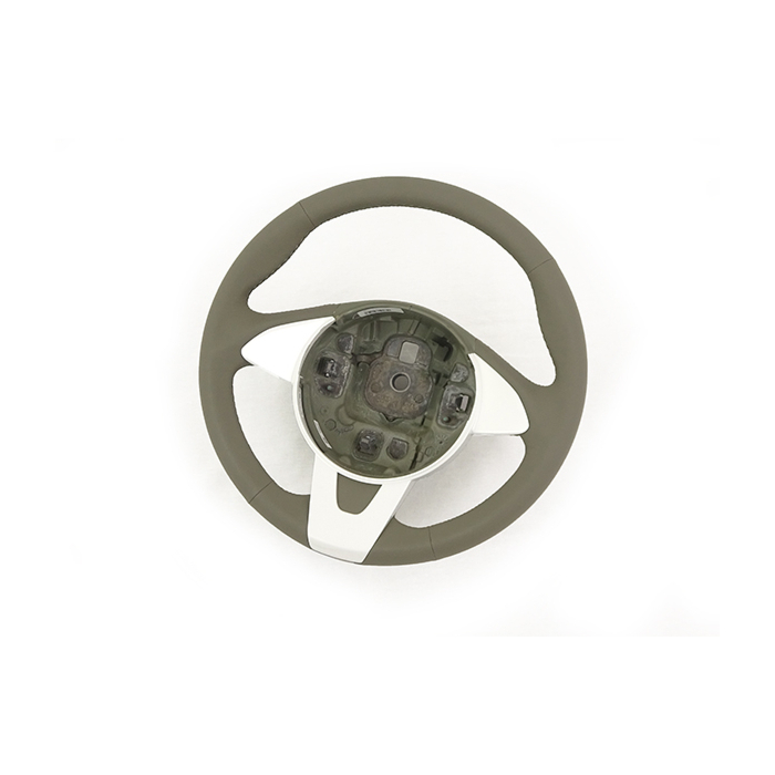 Ford Ka (09/2008 - 05/2016) leather steering wheel Dark Florida with inlay in Pearl White