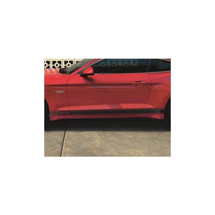 Ford Mustang (03/2018 - 03/2023) Ford Performance Tri-Bar side stripes with Mustang lettering, matte black