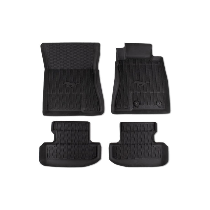Ford Mustang (03/2015 - 03/2023) front and rear floor mats, all-weather, black with logo