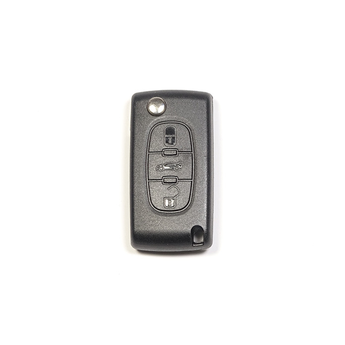 Citroën flip key housing with 3 buttons WITH battery on the circuit board / tailgate