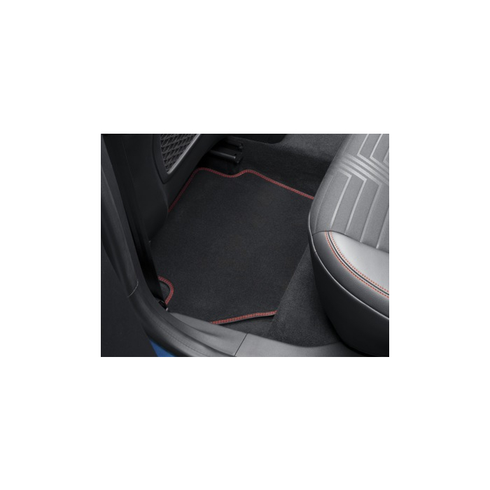 Ford Fiesta (07/2017 - 2023) / Puma (10/2019 - ..) floor mats, Premium velour rear, black with red stitching