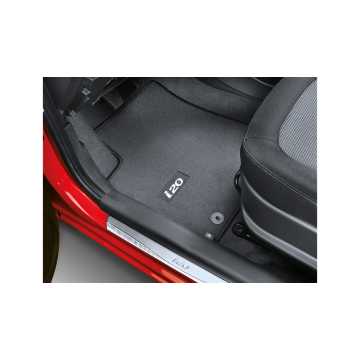 Hyundai i20 3-drs (2012 - 2015) floor mats, velour with black accent, LHD