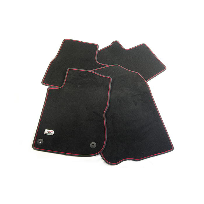 Peugeot 208 (2012 - 2019) floor mats velours LIGNE S (black/red) LHD