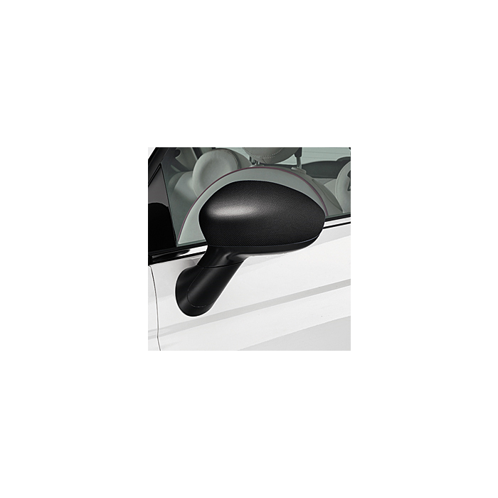 Fiat 500/500c wrapped side mirror covers in micro carbon black