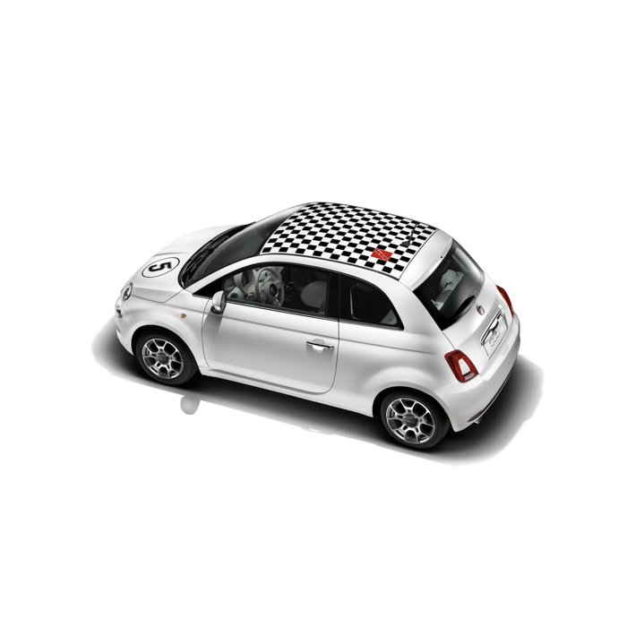 Fiat 500/500c chequered roof with 500 logo black