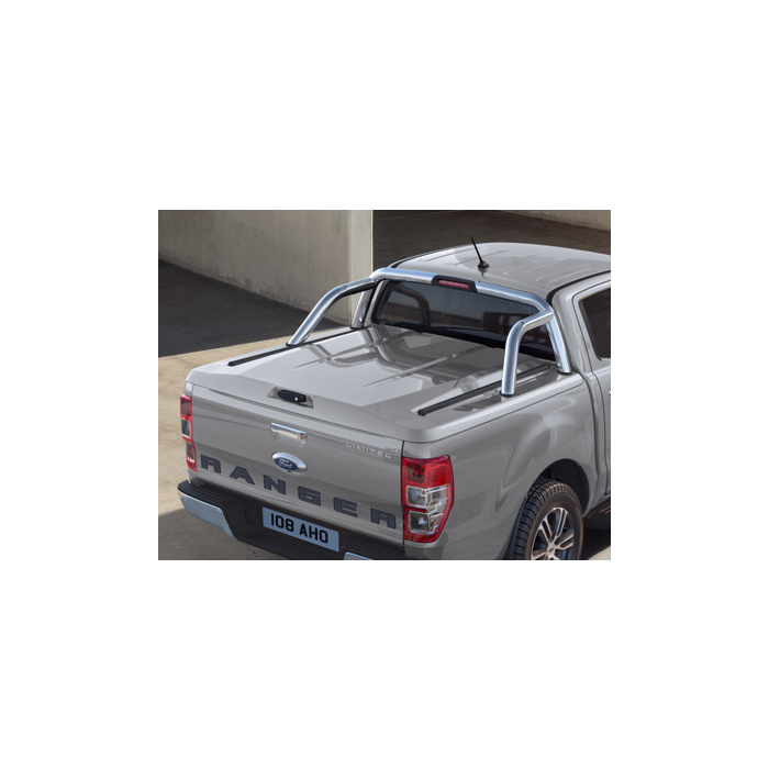 Ford Ranger (02/2019 - ..) double cab fixed tonneau cover 3-piece system, Moondust Silver