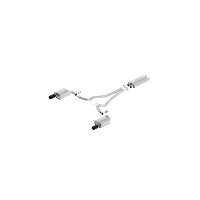 Ford Mustang (03/2015 - 10/2017) sports exhaust system stainless steel, with black dual tailpipe (GT)