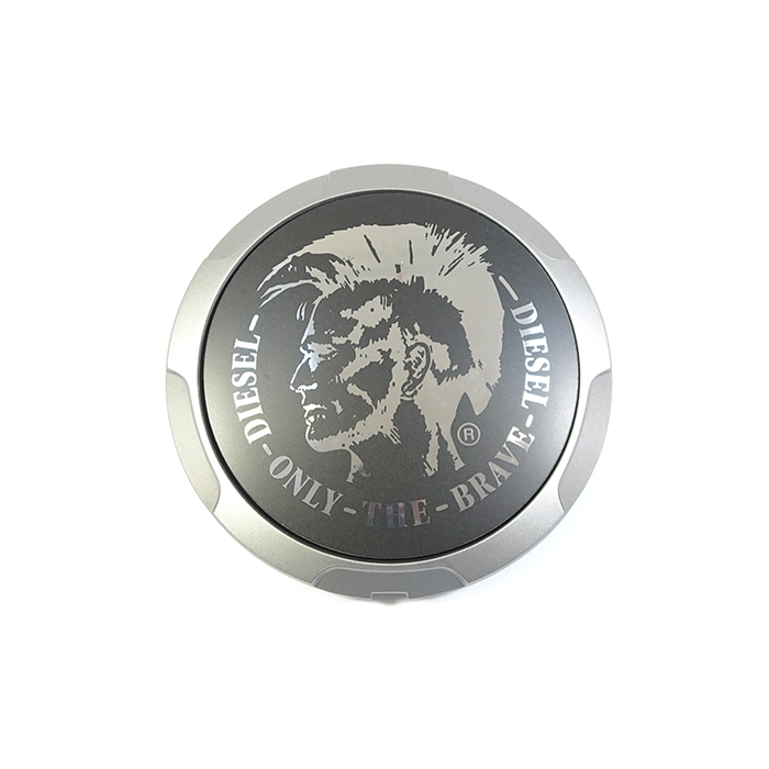 Fiat 500 center cap dark grey / grey with text (ONLY THE BRAVE DIESEL)