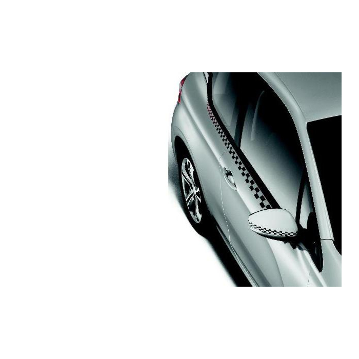 Peugeot 208 (2012 - 2019) stickers side black-white checked 3-drs