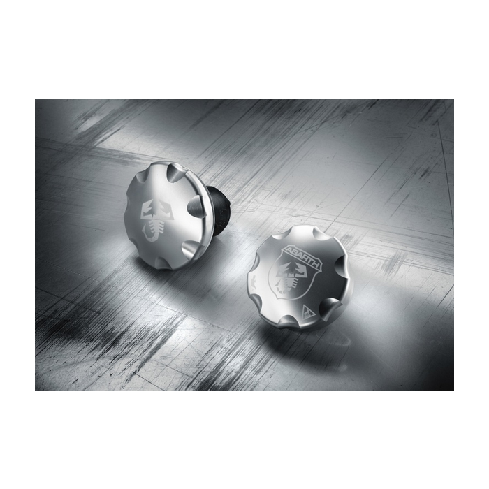 Abarth 500/500C oil and fuel cap in aluminum with Abarth shield