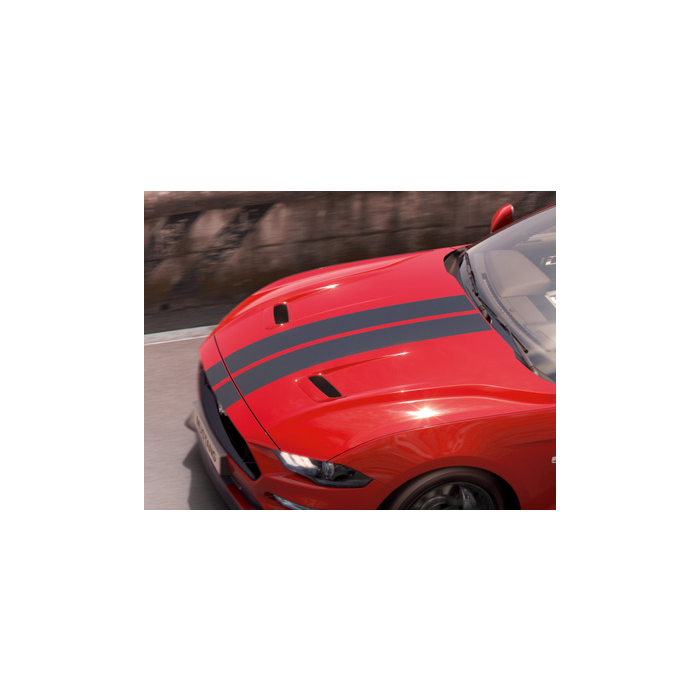 Ford Mustang (03/2018 - 03/2023) racing stripes over-the-top, matte black