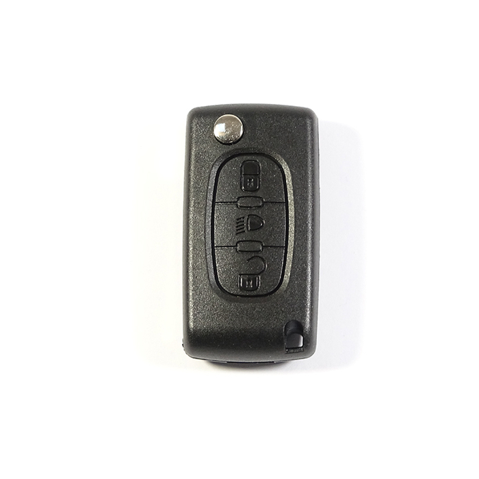 Peugeot folding key with 3 buttons with battery on the chip / light button