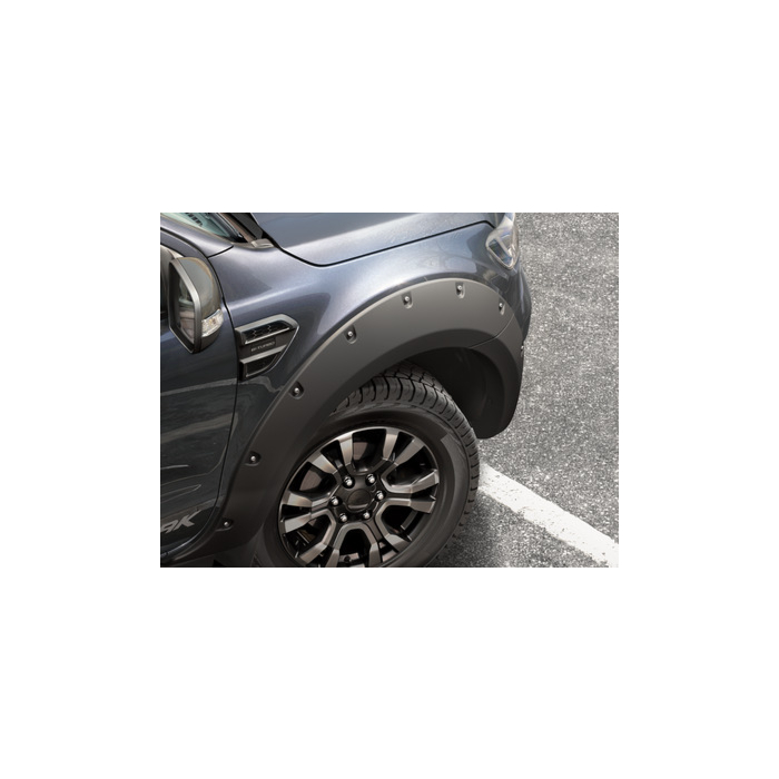 Ford Ranger (02/2019 - ..) XL & XLT wheel arch extensions front and rear, matte black with chrome bolt covers