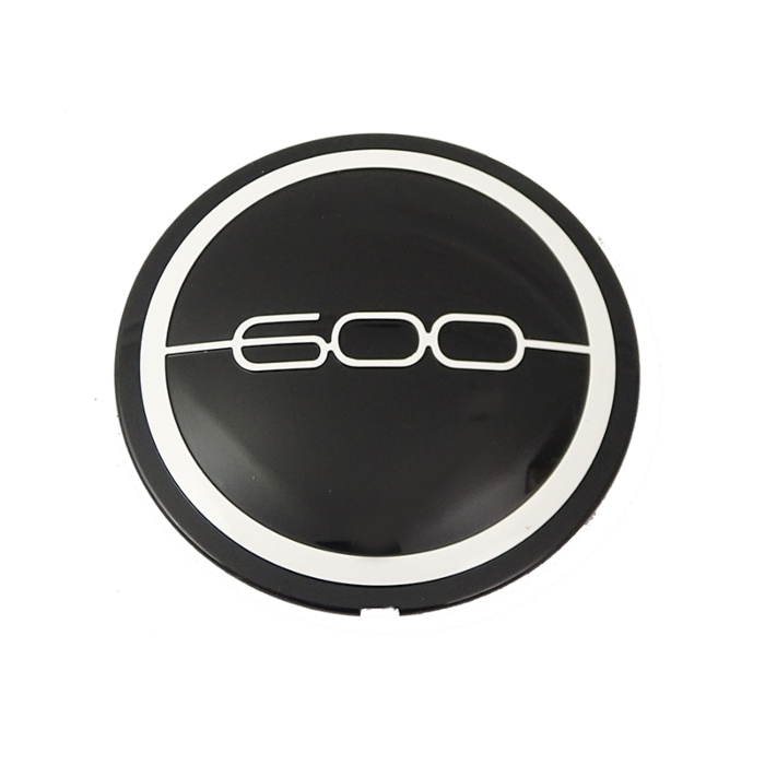 Fiat 600 hub cap glossy black / white