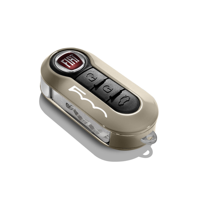 Fiat 500 key covers in pastel mocalatte and white with 500 logo