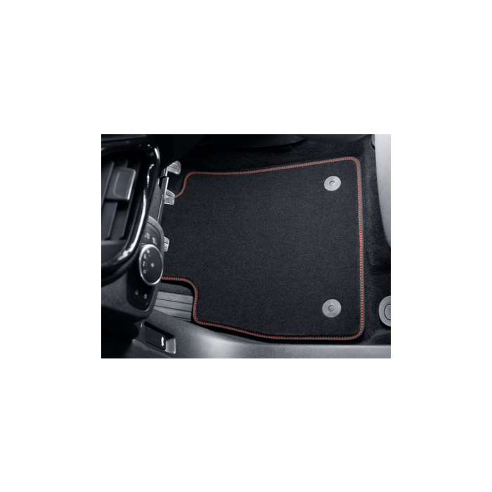 Ford Fiesta (07/2017 - 2023) / Puma (10/2019 - ..) floor mats, Premium velour front, black with red stitching