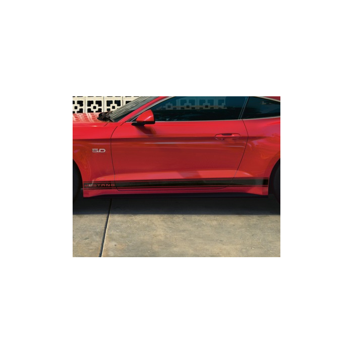 Ford Mustang (03/2018 - 03/2023) Ford Performance Tri-Bar side stripes with Mustang lettering, glossy black