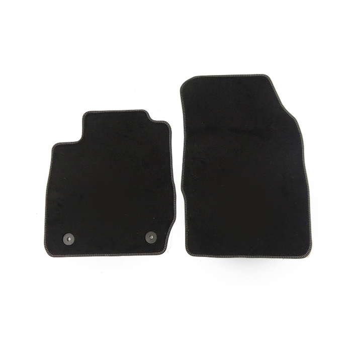 Ford Fiesta 11/2012 - 2017 floor mats, premium velours front, black with metal grey stitching