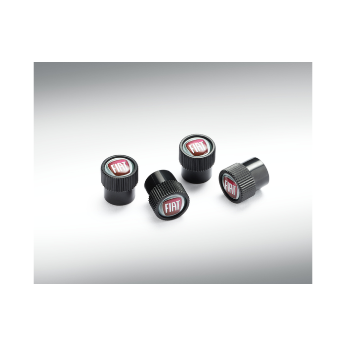124 SPIDER tyre valve caps with Fiat logo black