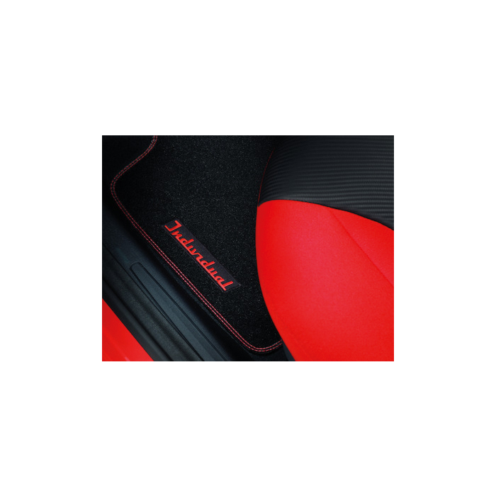 Ford Ka (10/2012 - 05/2016) floor mats, premium velour front, black with red double stitching