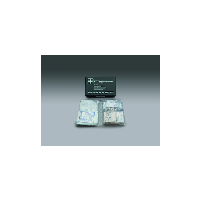 First aid kit in black plastic case