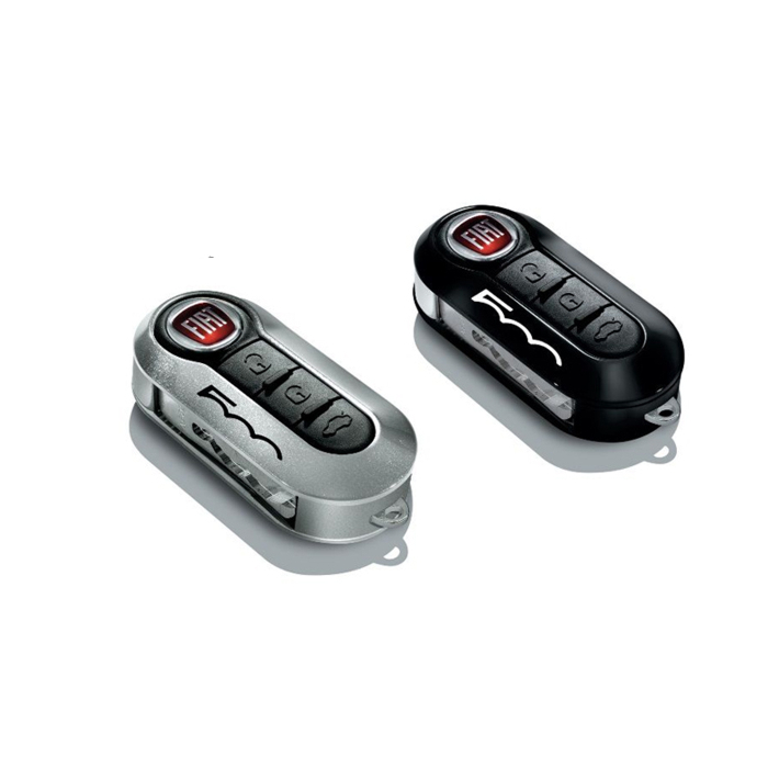 Fiat 500 key covers in licht gray and pastel black with 500 logo
