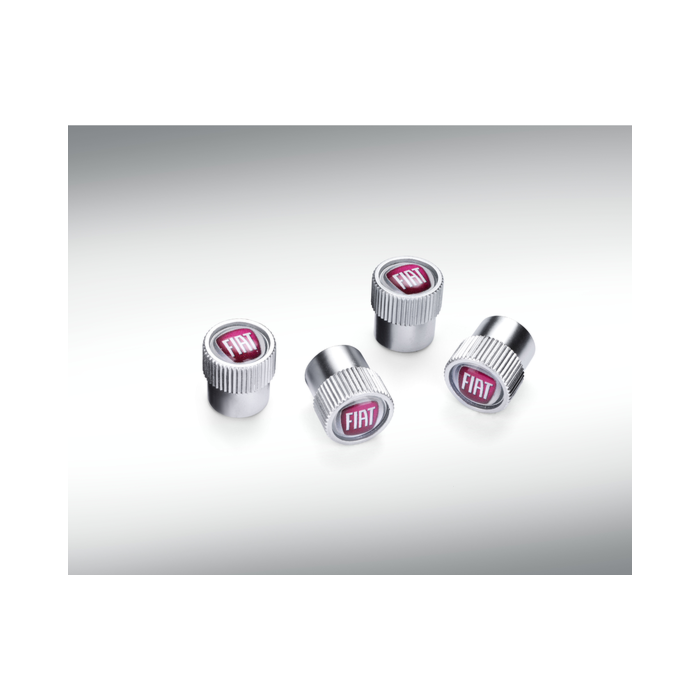 124 SPIDER tyre valve caps with Fiat logo silver