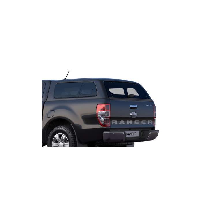 Ford Ranger (02/2019 - ..) dubbele cabine hard top met zijruiten, Agate Black