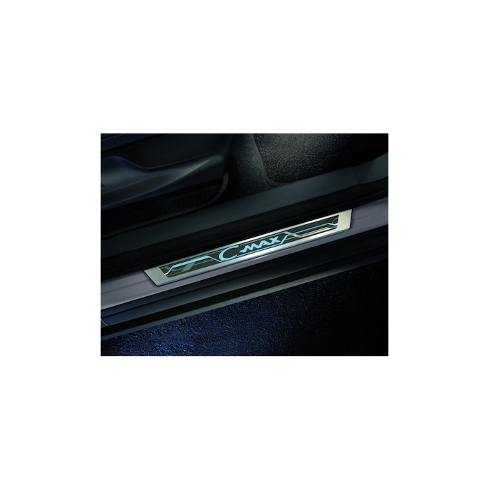 Ford C-MAX (11/2010 - 09/2018) front door sills, with blue illuminated C-MAX logo