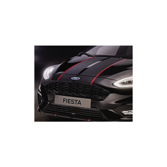 Ford Fiesta (07/2017 - 2023) striping for hood, matte black/glossy red