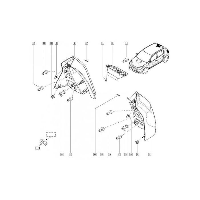 Dacia Sandero 2008 - 2012 achterlicht links