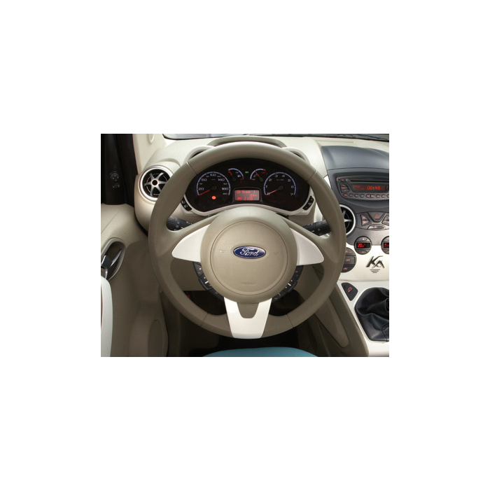 Ford Ka 09/2008 - 05/2014 leather steering wheel Dark Florida (beige) leather with Pearl White bezel