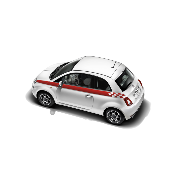 Fiat 500/500c red sports side stripes