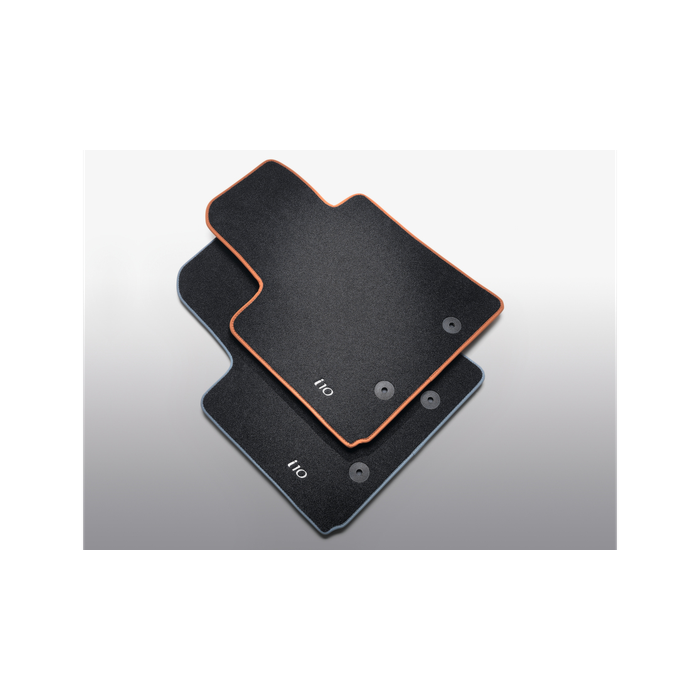 Hyundai i10 (2014 - 2017) floor mats, velour with orange accent, LHD