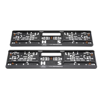 Ford license plate holder black, with white "Ford Performance" logo