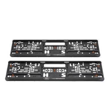 Ford license plate holder black, with white 3D effect "Ford Performance" logo