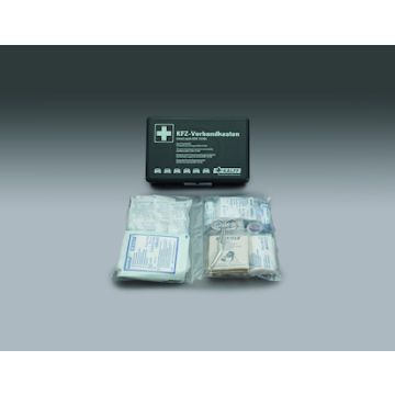 First aid kit in black plastic case